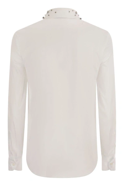 Shop Red Valentino Cotton Shirt With Stones In White