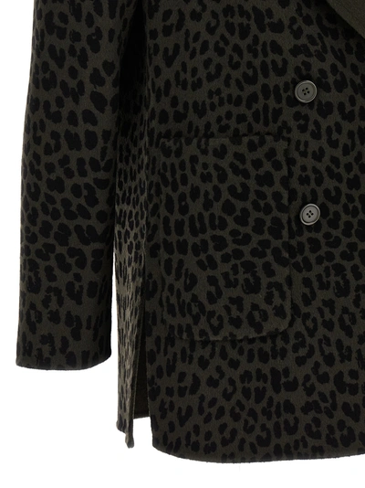 Shop P.a.r.o.s.h Animal Print Double-breasted Blazer Jackets Green