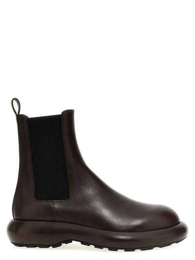 Shop Jil Sander Chelsea Leather Ankle Boots Boots, Ankle Boots Brown