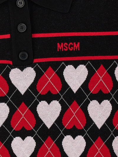 Shop Msgm Hearts Polo Multicolor