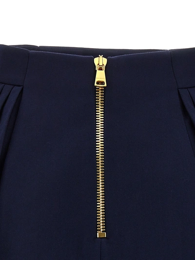 Shop Balmain Logo Button Pleated Skirt Skirts Blue