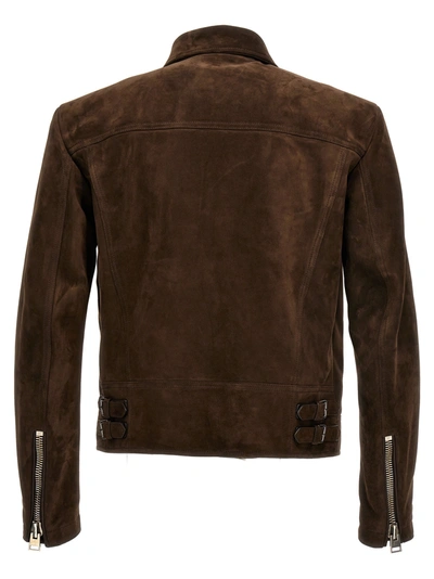 Shop Tom Ford Suede Nail Casual Jackets, Parka Brown