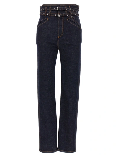 Shop Philosophy Double Belt Detail Jeans Blue