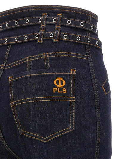 Shop Philosophy Double Belt Detail Jeans In Blue