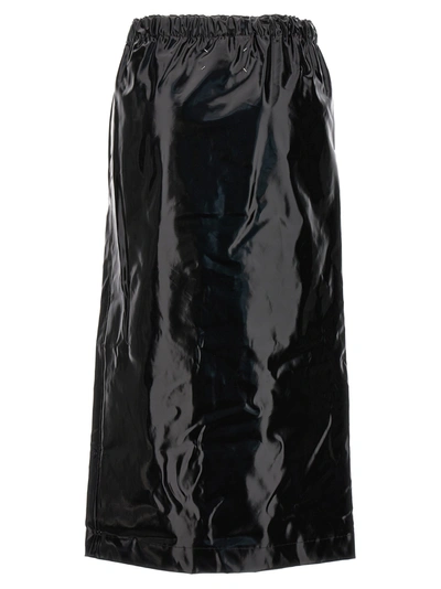 Shop Maison Margiela Glossy Slit Skirt Skirts In Black