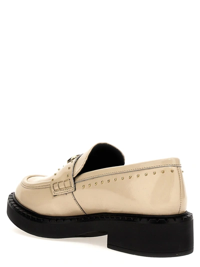 Shop Twinset Studded Logo Loafers White