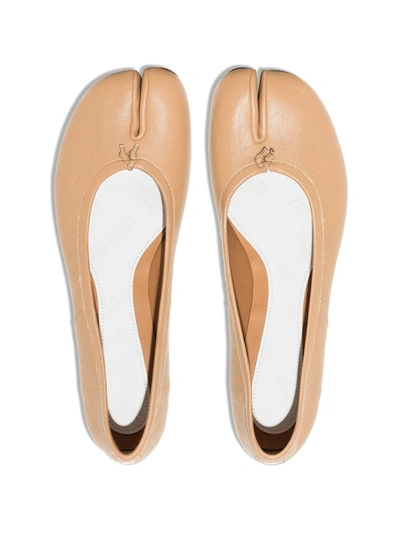 Shop Maison Margiela Tabi Ballerina Flat Shoes In Nude &amp; Neutrals
