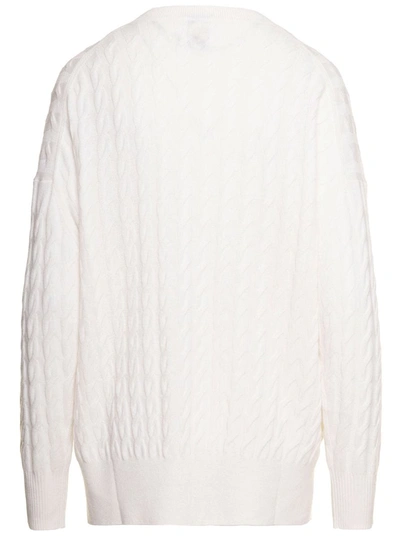 Allude White Cable-knit Sweater In White
