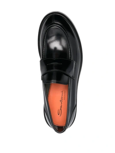 Shop Santoni Gunder Loafers Shoes In Black