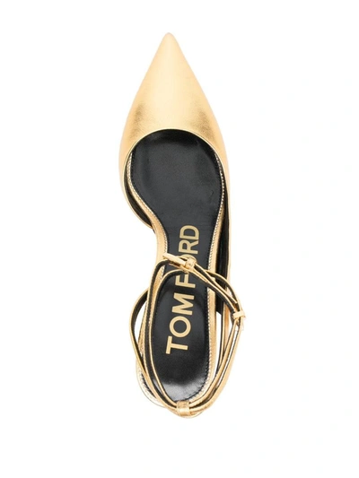 Shop Tom Ford Slingback Pumps Kitten Heel Shoes In Metallic