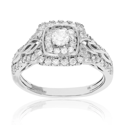 Shop Vir Jewels 3/4 Cttw Diamond Engagement Ring 14k White Gold Halo Composite Prong Set In Silver