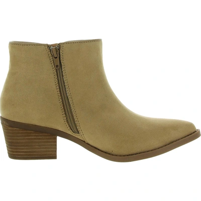Shop Code West Snatched Womens Pointed Toe Side Zip Ankle Boots In Beige