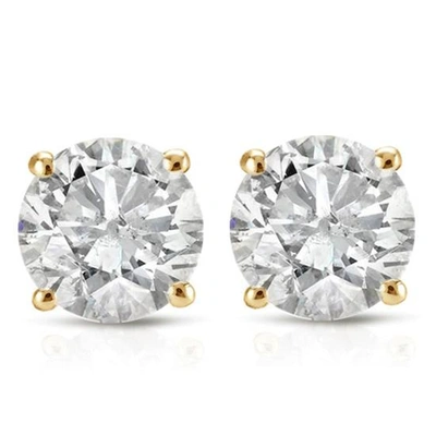 Shop Pompeii3 1 1/2 Cttw Yellow Gold Round Cut Igi Certified Diamond Studs Earrings Screw Back In Silver