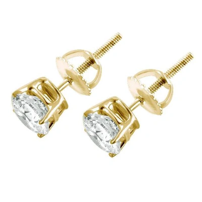 Shop Pompeii3 1 1/2 Cttw Yellow Gold Round Cut Igi Certified Diamond Studs Earrings Screw Back In Silver