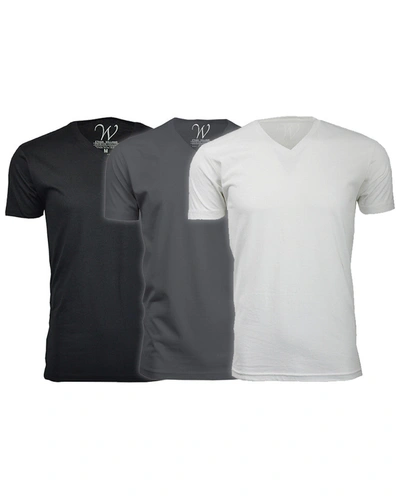 Shop Ethan Williams Set Of 3 Ultra Soft Suede V-neck T-shirt In White