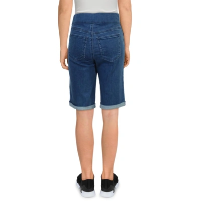 Shop Nydj Womens Knit Midi Denim Shorts In Blue