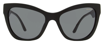 Shop Versace Women's Cat Eye Sunglasses Ve4417u Gb1-81 Black 56mm