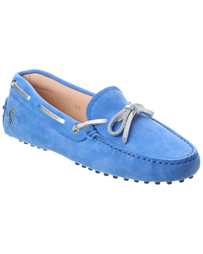 Shop Tod's X Ferrari Gommino Suede Loafer In Blue
