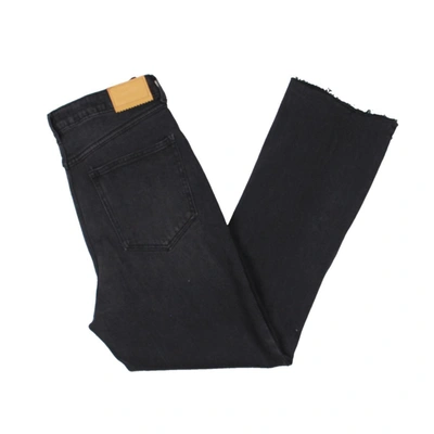 Shop Avec Les Filles Womens Flare Distressed Cropped Jeans In Black