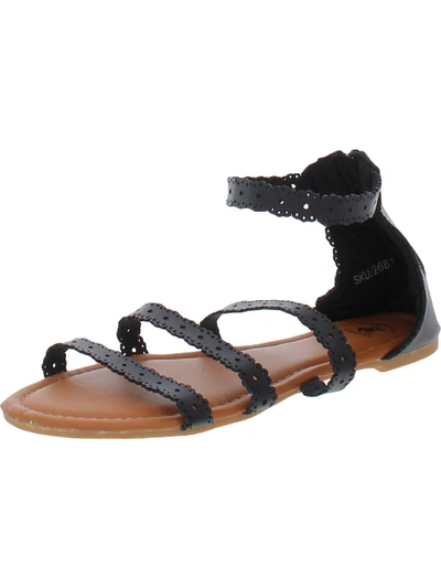 Shop Beverly Hills Polo Club Womens Flower Flat Ankle Strap In Black