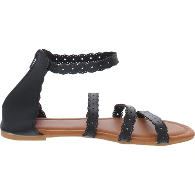 Shop Beverly Hills Polo Club Womens Flower Flat Ankle Strap In Black