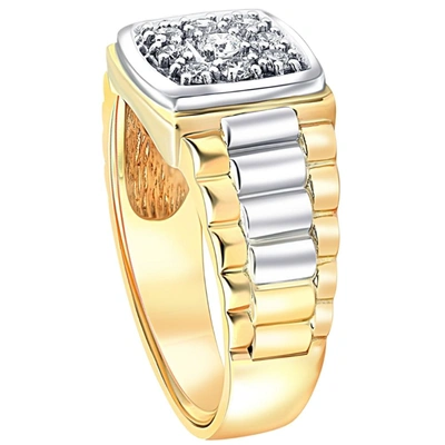 Pompeii3 3/8ct Diamond Mens Ring 14k White & Yellow Gold Two Tone In Multi