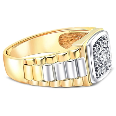 Pompeii3 3/8ct Diamond Mens Ring 14k White & Yellow Gold Two Tone In Multi