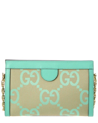 Shop Gucci Ophidia Small Jumbo Gg Canvas & Leather Shoulder Bag In Green
