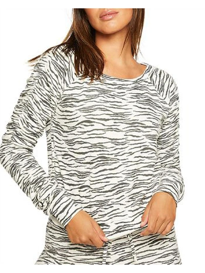 Shop Chaser Bliss Womens Animal Print Knit Sweatshirt In Grey
