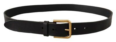Shop Dolce & Gabbana Leather  Metal Logo Men's Belt In Black