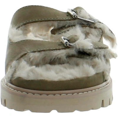 Shop Dolce Vita Womens Faux Leather Faux Fur Lined Slide Sandals In Grey