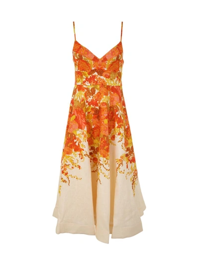 Shop Zimmermann High Tide Picnic Dress Clothing In Yellow &amp; Orange