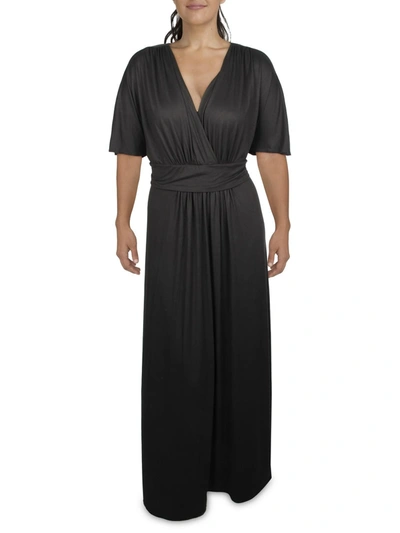 Shop Kiyonna Plus Womens Jersey Dolman Maxi Dress In Black