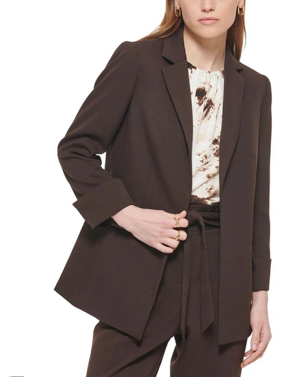 Shop Calvin Klein Petites Womens Notch Collar Suit Separate Open-front Blazer In Brown
