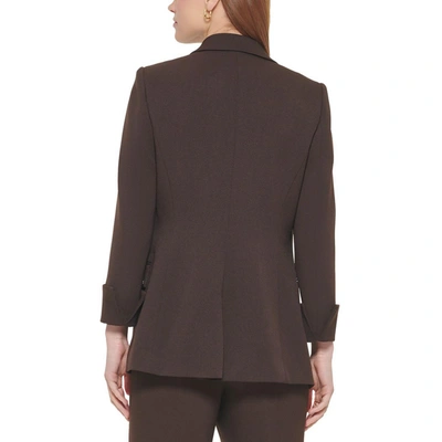 Shop Calvin Klein Petites Womens Notch Collar Suit Separate Open-front Blazer In Brown