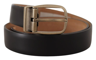 Shop Dolce & Gabbana Backend Leather Vintage Metal Buckle Men's Belt In Black