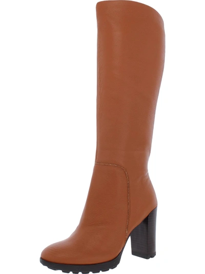 Shop Kenneth Cole New York Jackie Lug Boot Womens Leather Lug Heel Knee-high Boots In Brown