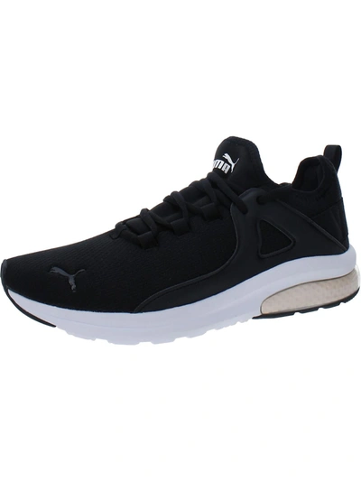 Shop Puma Electron 2.0 Womens Faux Leather Workout Running Shoes In Black