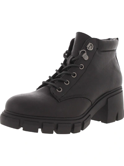 Shop Dirty Laundry Womens Faux Leather Lug Sole Combat & Lace-up Boots In Black