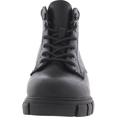 Shop Dirty Laundry Womens Faux Leather Lug Sole Combat & Lace-up Boots In Black