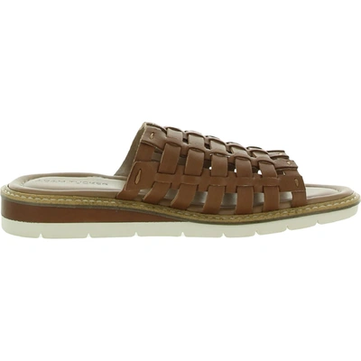 Shop Adam Tucker Womens Slip On Flat Slide Sandals In Brown