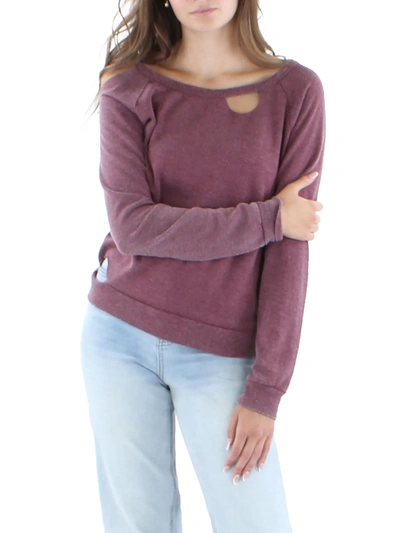 Shop Chaser Womens Distressed Heathered Pullover Top In Pink
