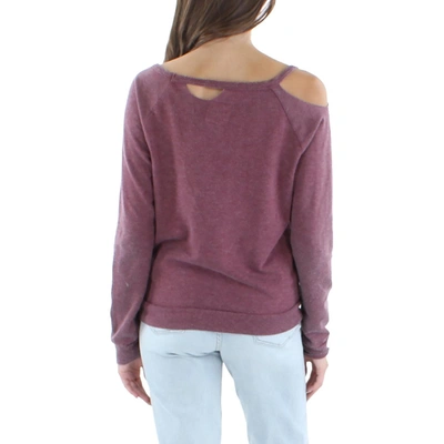 Shop Chaser Womens Distressed Heathered Pullover Top In Pink