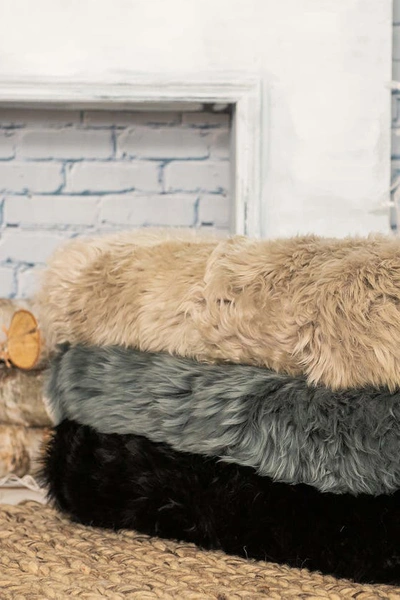 Natural New Zealand Rectangular Sheepskin Throw In Taupe