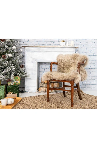 Natural New Zealand Rectangular Sheepskin Throw In Taupe