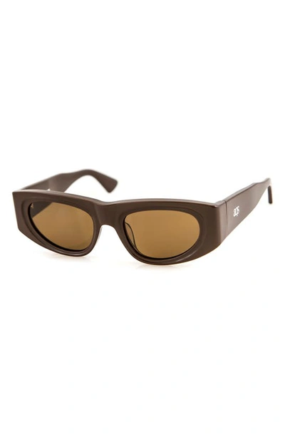 Shop Aqs Valentina 55mm Polarized Oval Sunglasses In Brown