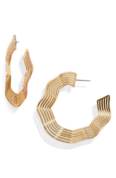 Shop Open Edit Wavy Coil Hoop Earrings In Gold