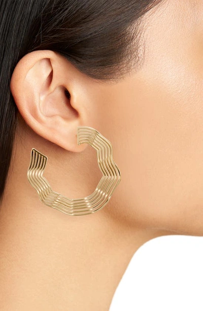 Shop Open Edit Wavy Coil Hoop Earrings In Gold