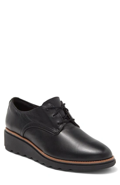 Clarks Sharon Rae Lace-up Platform Wedge Sneaker In Black Leather ...
