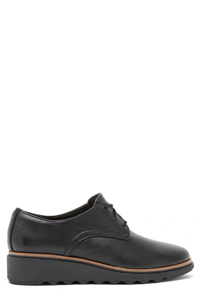 Clarks Sharon Rae Lace-up Platform Wedge Sneaker In Black Leather ...